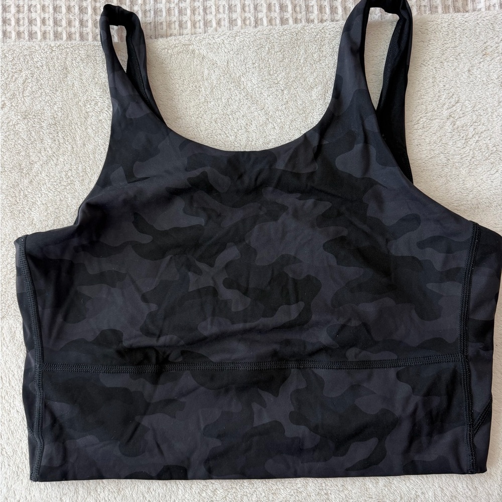 Black Camouflage High-Neck Sports Bra